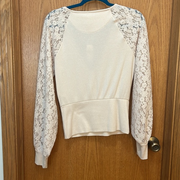 Anthropologie top with lace sleeves - Picture 2 of 5